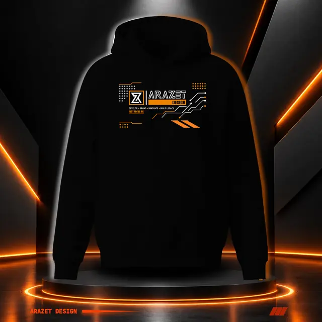 arazet logo on a Black A-1 Heavy Hoodie