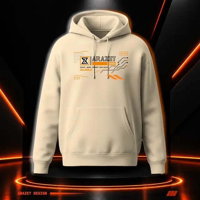arazet logo on a Stone Brown A-1 Heavy Hoodie
