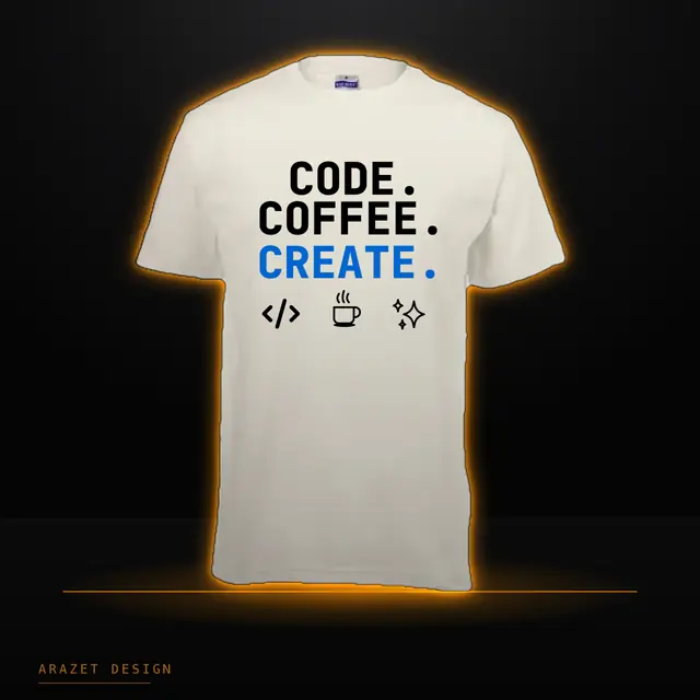 Code, coffee and Create on the Cream Core Cotton Tee