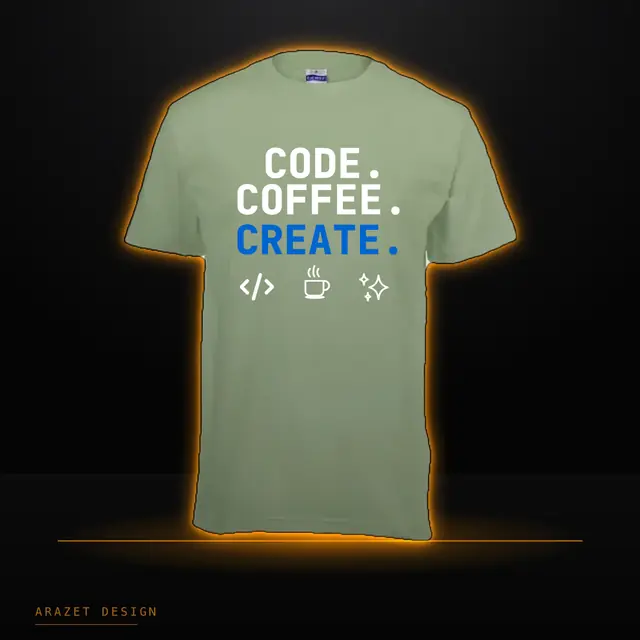 Code, coffee and Create on the Moss Green Core Cotton Tee