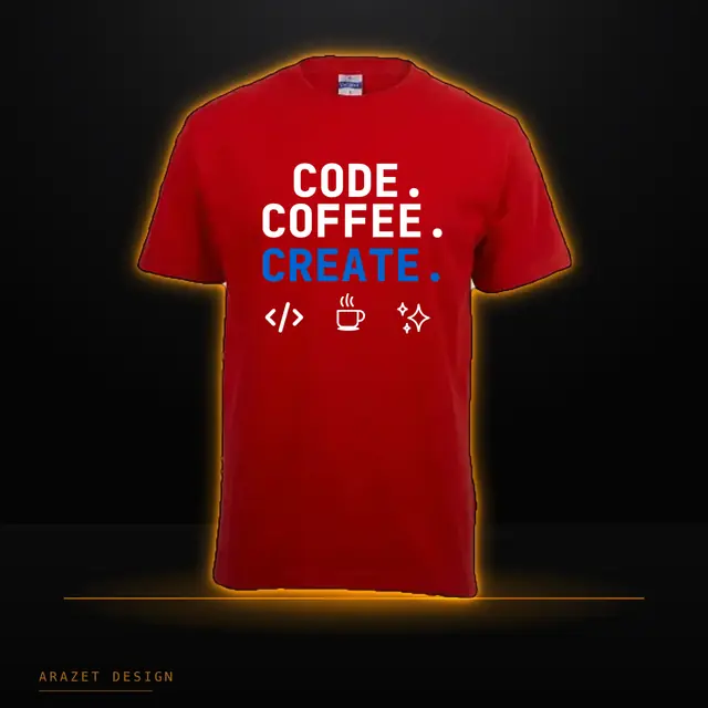 Code, coffee and Create on the Red Core Cotton Tee