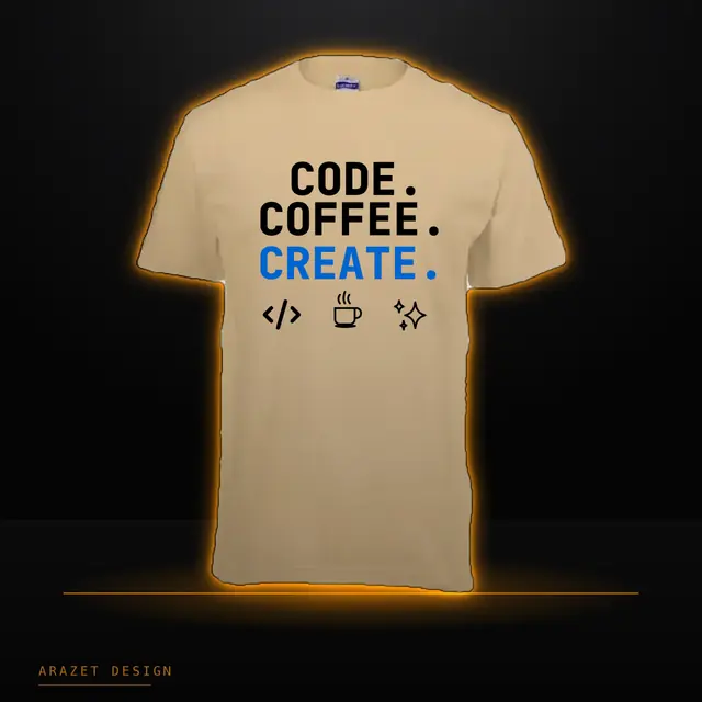 Code, coffee and Create on the Sand Core Cotton Tee