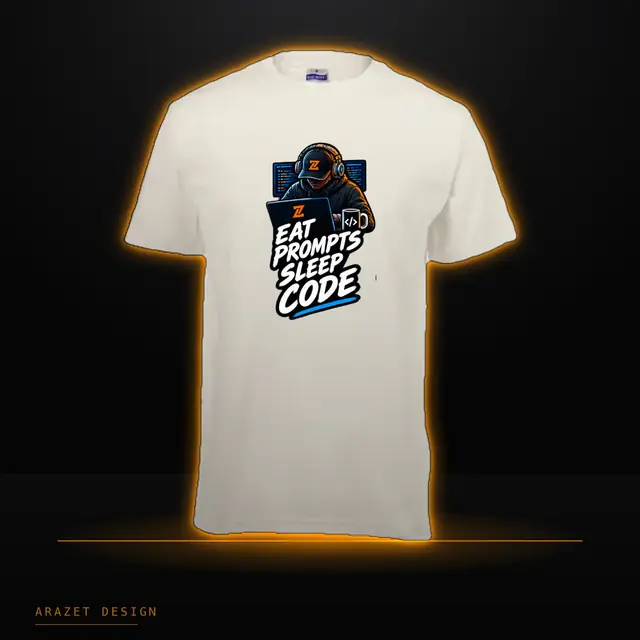 Eat, Prompt, Sleep & Code on the Cream Core Cotton Tee