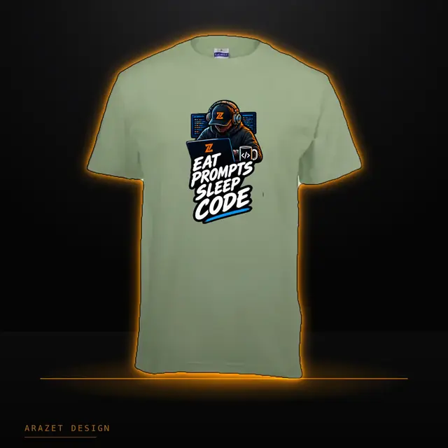 Eat, Prompt, Sleep & Code on the Moss Green Core Cotton Tee