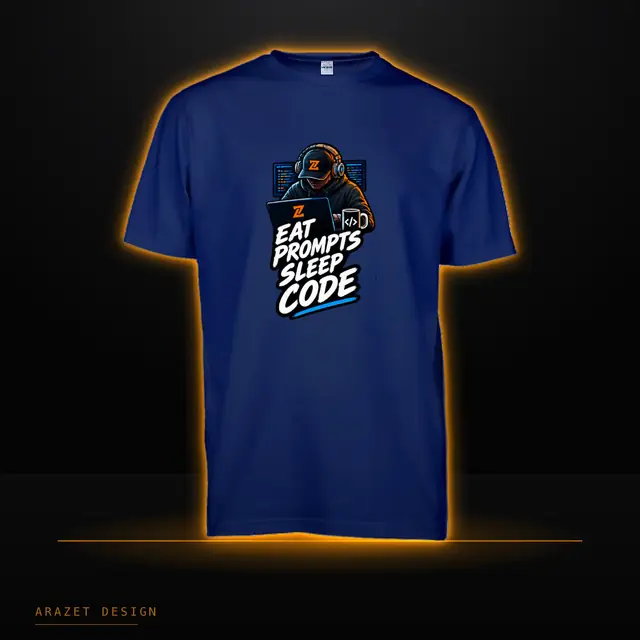 Eat, Prompt, Sleep & Code on the Navy Blue Core Cotton Tee