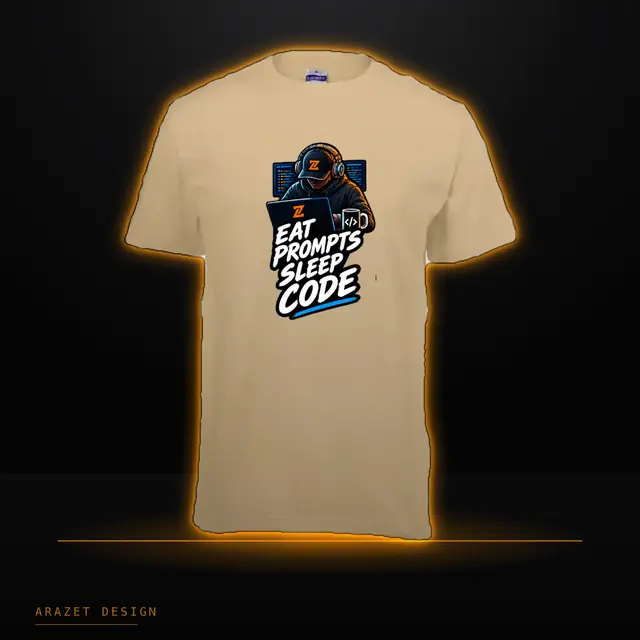 Eat, Prompt, Sleep & Code on the Sand Core Cotton Tee