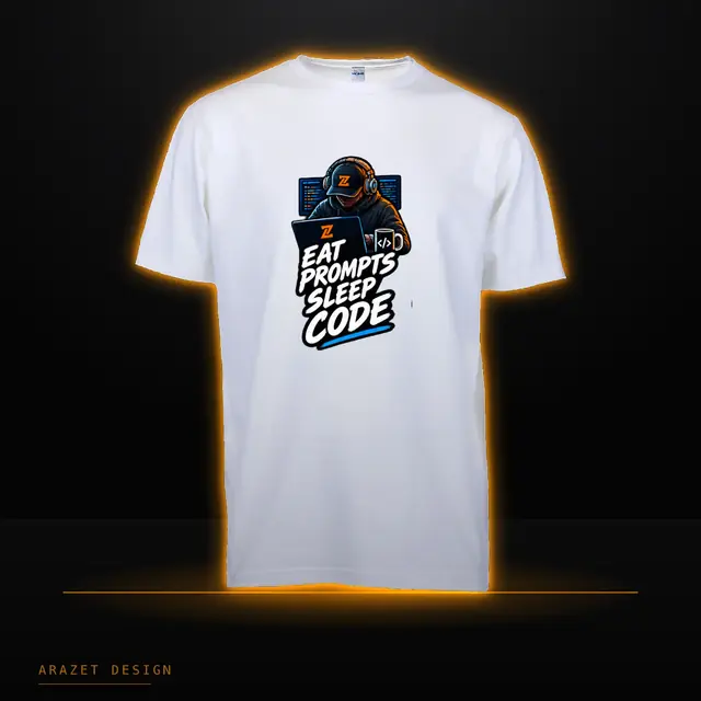 Eat, Prompt, Sleep & Code on the White Core Cotton Tee