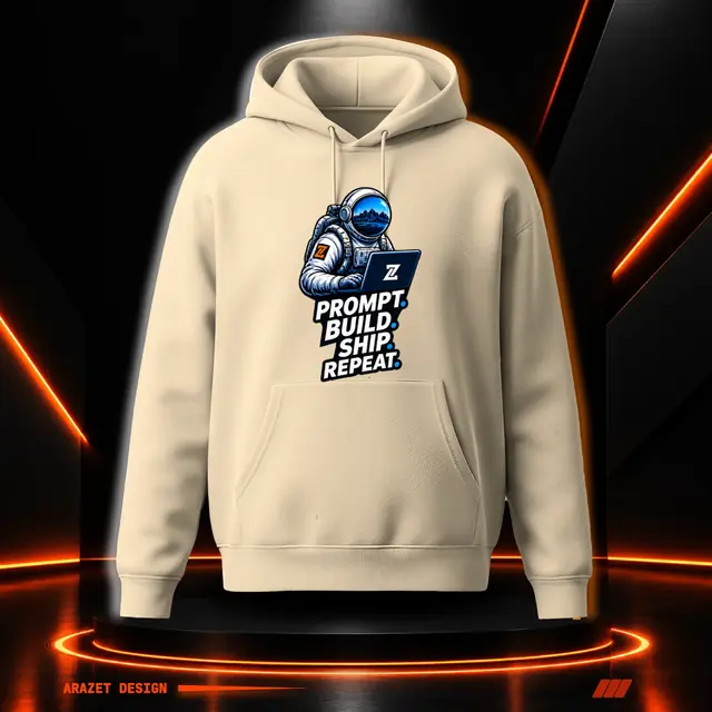 Prompt, Build, Ship & Repeat on the Stone Brown A-1 Heavy Hoodie