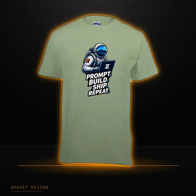 Prompt, Build, Ship & Repeat on the Moss Green Core Cotton Tee
